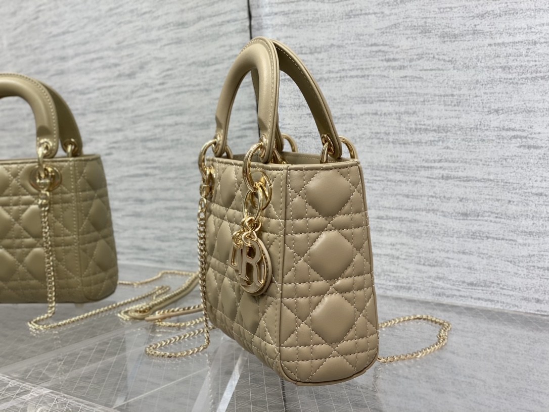 Mini Lady Dior Bag Warm Taupe Cannage Lambskin